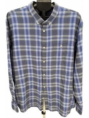 Calvin Klein XXL Blue Plaid Cotton Button-Up‎ Shirt Casual